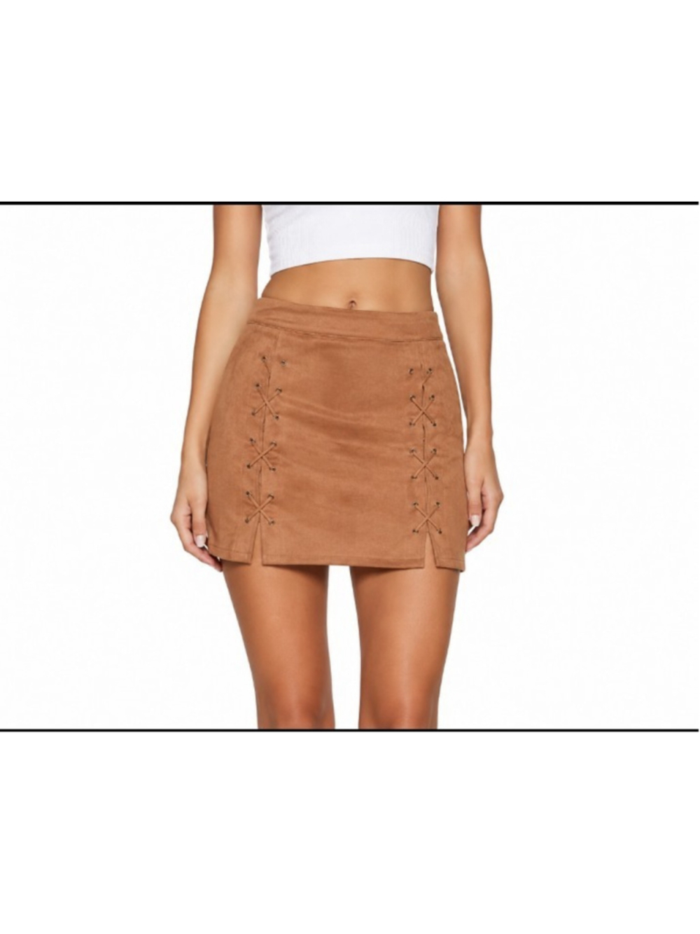Faux Suede Lace-Up Mini Skirt